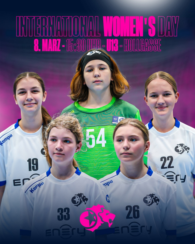 Internationaler Frauentag bei MGA Fivers. 💙🦁

Am Sonntag, 8. März – 15:30 Uhr feiern wir den Internationalen Frauentag beim U13-Spiel in der Hollgasse.

Kommt vorbei und unterstützt unsere Junglöwinnen!

#mgafivers #handballaustria #womenshandball #handball #MGAFamily 💙🦁