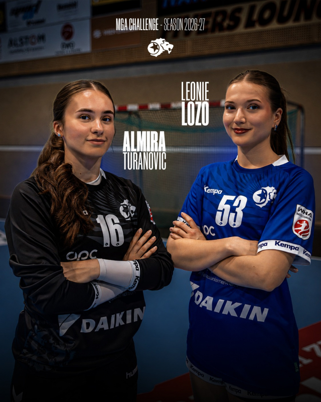 𝗔𝗟𝗠𝗜 & 𝗟𝗘𝗢 𝗦𝗜𝗡𝗗 𝗟Ö𝗪𝗜𝗡𝗡𝗘𝗡! 🦁💙

Der MGA Fivers setzt den Aufbau seines neuen Projekts weiter fort!

Wir freuen uns sehr, Almi Turanovic und Leonie Lozo als die ersten Neuzugänge unseres ambitionierten MGA Fivers WHA Challenge-Projekts begrüßen zu dürfen.

Nach einem Jahr ohne Pflichtspiele kehren beide auf das Handballfeld zurück und werden in ihrer ersten Saison mit dem MGA Fivers in der zweithöchsten Spielklasse Österreichs auflaufen. Sowohl Almi als auch Leonie kennen die Liga bereits bestens aus ihrer Zeit beim DHC WAT Fünfhaus.

Beide werden außerdem die gesamte Vorbereitung mit unserem WHA-Team absolvieren, um optimal in die neue Saison zu starten.

Herzlich willkommen bei den Löwinnen! 💙🦁

#MGAFivers #HandballAustria #WomensHandball #Handball #MGAFamily