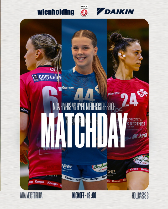 𝗦𝗔𝗜𝗦𝗢𝗡𝗦𝗧𝗔𝗥𝗧 𝗜𝗡 𝗗𝗘𝗥 𝗛𝗢𝗟𝗟𝗚𝗔𝗦𝗦𝗘. 🔥🦁

Direkt zum Auftakt wartet ein echtes Highlight: MGA Fivers gegen den amtierenden Meister Hypo Niederösterreich! 💙

Kommt in die Hollgasse und unterstützt unsere Mädels beim ersten großen Heimspiel der neuen Saison! 🙌

📺 Ihr könnt nicht dabei sein? Dann schaut das Spiel live auf krone.at.
🎟️ Mit dem Promo-Code MGAFIVERS-69 gibt’s Rabatt.

#mgafivers #handballaustria #womenshandball #handball #mgafamily