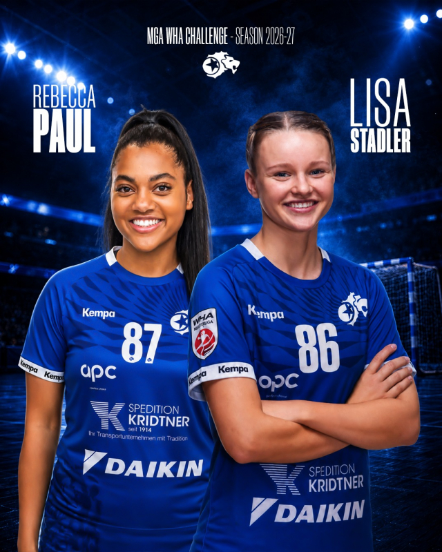 𝗗𝗢𝗣𝗣𝗘𝗟𝗧𝗘 𝗩𝗘𝗥𝗦𝗧Ä𝗥𝗞𝗨𝗡𝗚 𝗙Ü𝗥 𝗨𝗡𝗦𝗘𝗥 𝗧𝗘𝗔𝗠. 💥🦁

Lisa Stadler (2005) und Rebecca Paul (2006), beide in Dornbirn ausgebildet, verstärken unser WHA-Challenge-Team.

Zwei physisch starke Spielerinnen mit viel Qualität und großer defensiver Präsenz. Lisa bringt uns zusätzliche Stärke am Kreis, während Rebecca flexibel sowohl am Kreis als auch im Rückraum eingesetzt werden kann.

Herzlich willkommen in der MGA-Familie, Lisa und Rebecca! 💙 #mgafivers #handballaustria #womenshandball #handball #mgafamily